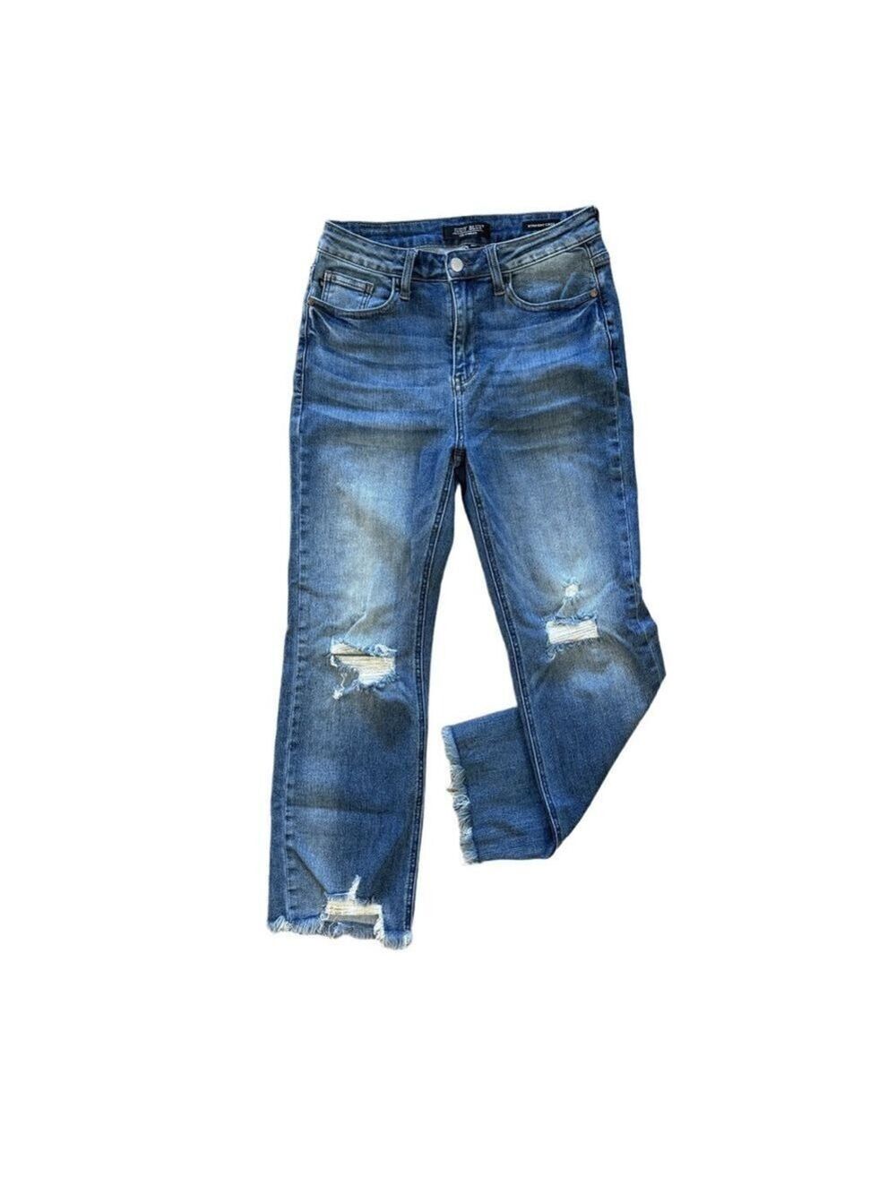 β JUDY BLUE distressed straight crop jeans π sz 5/27 β¨ - Picture 2 of 16
